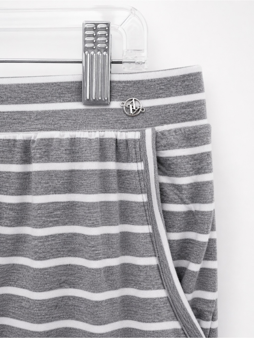 Adrienne Vittadini Studio Gray Striped Wide Leg Lounge Pants Relaxed Fit XL - Picture 4 of 5